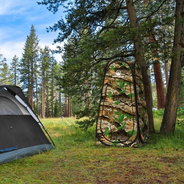Wakeman Pop Up Changing Tent, 3.3 x 3.3 x 6.2ft, Camping Shower Tent for Portable Toilet Stall or Dressing Room with Carry Bag for Camping, Beach, or Tailgate, Polyester