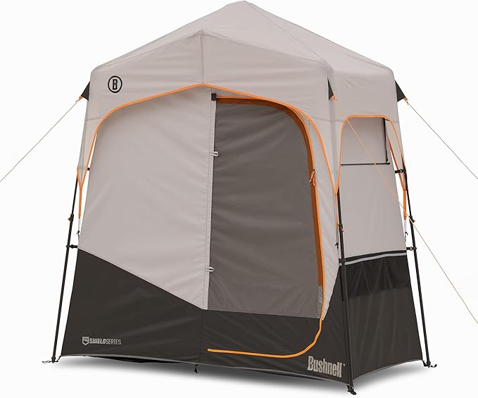 Bushnell Shower Tent with Instant Setup Technology | Shield Series 2 Room Shower Tent for Family Camping, Hunting, Hiking | Solar Water Reservoir Included