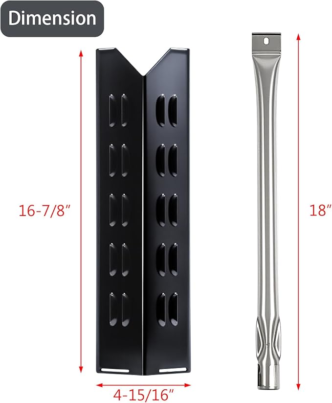 FSOGBG3005 Flame Tamers 3 Burner Grill Replacement Parts for Outdoor Gourmet Grill Parts FSODBG1204 FSODBG1205 FSODBG1200 FSOGBG3002 16201 Burner Tube 96131 Heat Shield Plates Grill Accessories