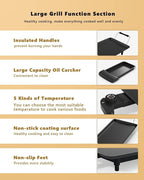 LDAILY Electric Griddle, Nonstick Extra Large Electric Teppanyaki Grill, 35’’ Korean BBQ Grill with 5 Temperature, Long Portable Indoor Table Top Barbecue Pan for Party/Home/Camping Cooking, 2000W