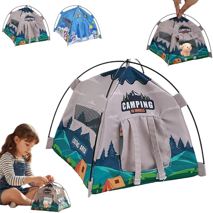 Miniature Cute Tent,1:12 Scale Miniature Camping Tent, 6.7 Inch Realistic Doll House Tents,Handmade Mini Tents for Diorama Displays,Photography Props,Birthday Gift Decor