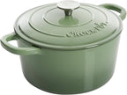 Crock Pot Artisan 5 Quart Enameled Cast Iron Round Dutch Oven, Red