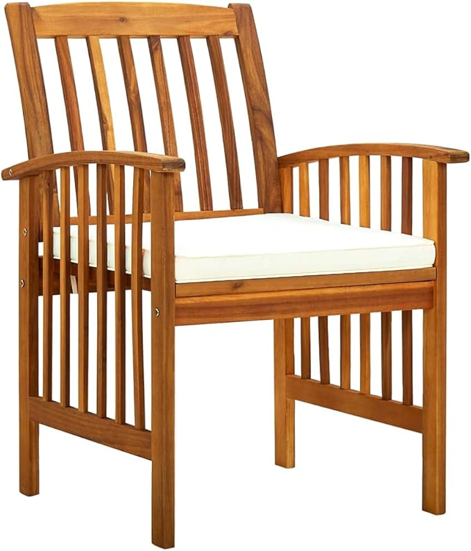 (Fast Shipment) Patio Dining Chairs, Outdoor Chairs, for Camping Pool Beach Deck, Lawn Chair Patio Dining Chairs 3 pcs with Cushions Solid Acacia Wood