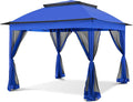 COOS BAY 11x11 Pop Up Gazebo with Mesh Netting, Instant Outdoor Canopy Tent, Water Resistant Shelter with UPF 50+ UV Protection, 121 Sq Ft Coverage, Blue