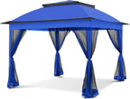 COOS BAY 11x11 Pop Up Gazebo with Mesh Netting, Instant Outdoor Canopy Tent, Water Resistant Shelter with UPF 50+ UV Protection, 121 Sq Ft Coverage, Blue