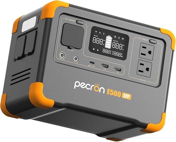 PECRON E500LFP Portable Power Station, 600W/576Wh Solar Generator, Power Station LiFePO4 Battery Backup, Fast Charging for Home Use, RV, Camping, CPAP, Emergencies