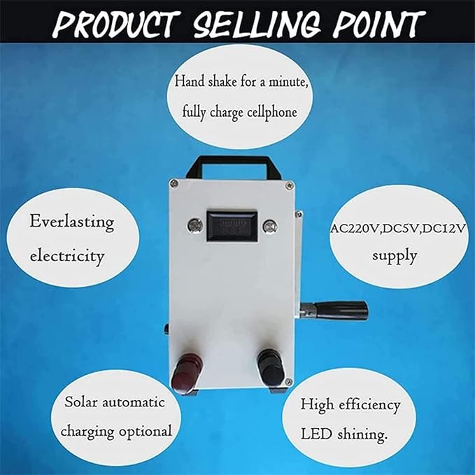 Portable Hand Crank Generator,Portable Emergency Generator,5v 12v 220v 5000mah 150w Solar Hand Shake Generator,for Camping Outdoor Activities,110V