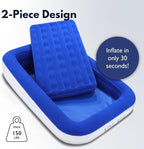 King Koil Luxury Toddler Inflatable Child Airbed, Travel Bed with Built-in Safety Bumper, Portable Air Mattress for Kids, Includes High-Speed Pump - Blue