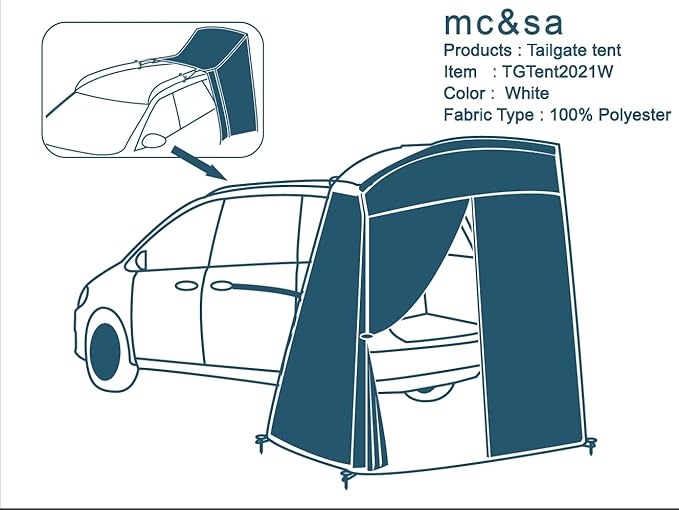SUV Tailgate Shelter Tent Privacy Shelter Waterproof White Portable Changing Room for Biking Toilet Shower Sleeping Beach Swimming L:W:H:4.9ft:4.9ft: 7.5ft 6pcs Tent Pegs to fix