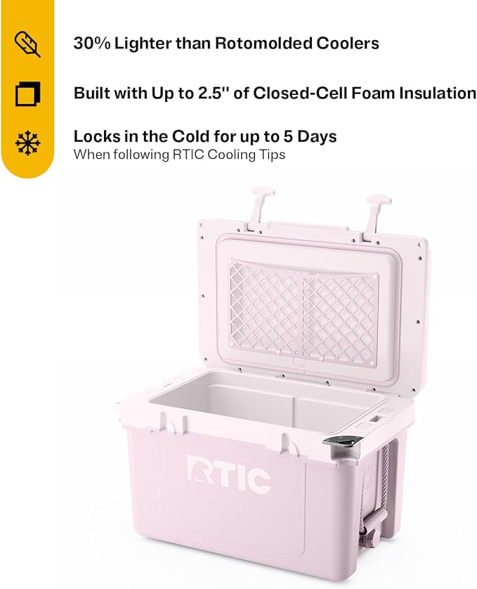 RTIC Ultra-Light 32 Quart Hard Cooler Insulated Portable Ice Chest Box for Drink, Beverage, Beach, Camping, Picnic, Fishing, Boat, Barbecue, 30% Lighter Than Rotomolded Coolers