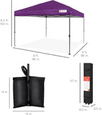 Best Choice Products 8x8ft Pop Up Canopy Tent, Outdoor Shade, 1 Person 1 Minute Set Up, Carry Case, 4 Weight Bags - Amethyst Purple