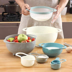 Plastic Mixing Bowls - Multicolored Mixing Bowl Set of 8, Nest for Easy Storage, Inculding Measuring Cups, Colander, Sifter, Large Bowl, Great for Cooking and Baking, Rv Camping Accessories, No BPA