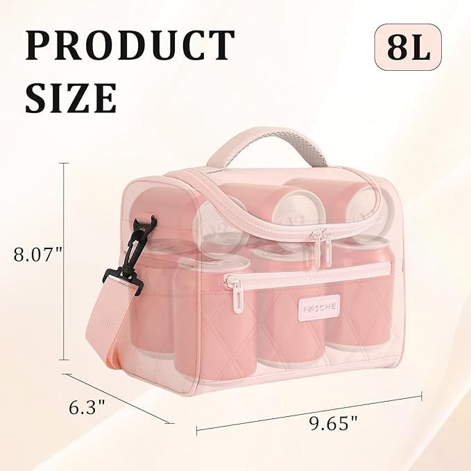 Lunch Bag for Women Soft Insulated,Leakproof Lunch Box with Straps Lightweight,Reusable Lunch Cooler for Work Meal Camping Travel,Pink