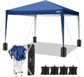 COBIZI 10x10 Pop Up Canopy Tent with 4 Sandbags, Easy Set Up Gazebo, Instant Outdoor Sun Shade &Waterproof Canopy with 8 Stakes,4 Ropes&Carry Bag, Tents for Parties, Beach, Backyard,Camping(Navy Blue
