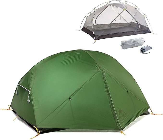 Naturehike Mongar UL Tent [2025 Upgrade] - 1-2 Person Ultralight 3 Season Camping Tent, Waterproof One Person Two Person Backpacking Tent for Hiking, Cycling, Easy Setup