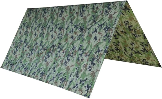 Sail Sun Canopy Camouflage, 57IN Camping Tarp Canopy Waterproof Shade Tent Portable Multifunctional Backpacking Tarp Canopy Waterproof Protection Heavy Duty Shade for Outdoor BBQ Traveling
