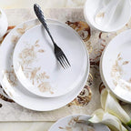 Dinner Set,50 Pieces Spring Flower Pattern Ceramics Dinnerware Set Bone China Plates Bowls Combination Porcelain Tableware