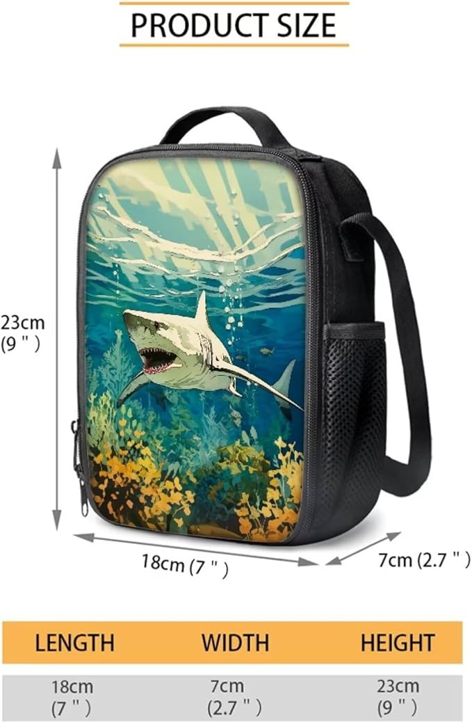 Shark Backpack with Lunch Box Kids Backpack for School Boys 3Pcs Kindergarten Elementary Middle Camping Travel Mochilas Escolares Para Niños with Keychain Wrist Lanyard Back Pack for School