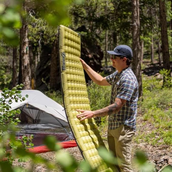 NEAR ZERO Blow Up Mattress for Camping Gear - Inflatable Sleeping Pad with R-Value of 3.7, Dual-Plated Aluminum, Soft and Noise-Free Sleep, Reliable Valve, Sleeping Mattress for Camping Tent.