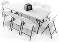 6FT Folding Table Set with 8 Folding Chairs, Heavy Duty 330 lbs Table & 600 lbs Chairs, Portable Folding Furniture Bundle for Camping, Party, Indoor & Outdoor Use