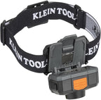 Klein Tools 56414 Rechargeable 2-Color LED Headlamp, Fabric Strap, Spotlight, Floodlight, Red LED, 800 Lumens, USB Cable, Camping, Running