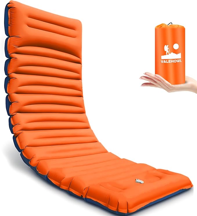 4 Inch Thick Camping Sleeping Pad with Internal Straps - R Value 4.0 for 4 Seasons, Lightweight Sleeping Mat for Hiking, Backpacking, Travel