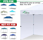 Canopy Sidewalls for 10x10 Pop Up Canopy Frame, Waterproof UV Protection Material for Outdoor Events, Courtyard, Vendor Booths (White, 3 PCS Sidewalls Only)