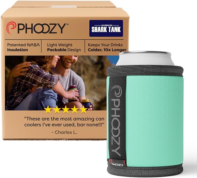 PHOOZY Insulated Can Cooler for 12oz Cans with NASA-Inspired Technology - Patented Koozie That Keeps Drinks Cold 10x Longer - Lightweight Beer Koozie for Outdoor Adventures - Mint