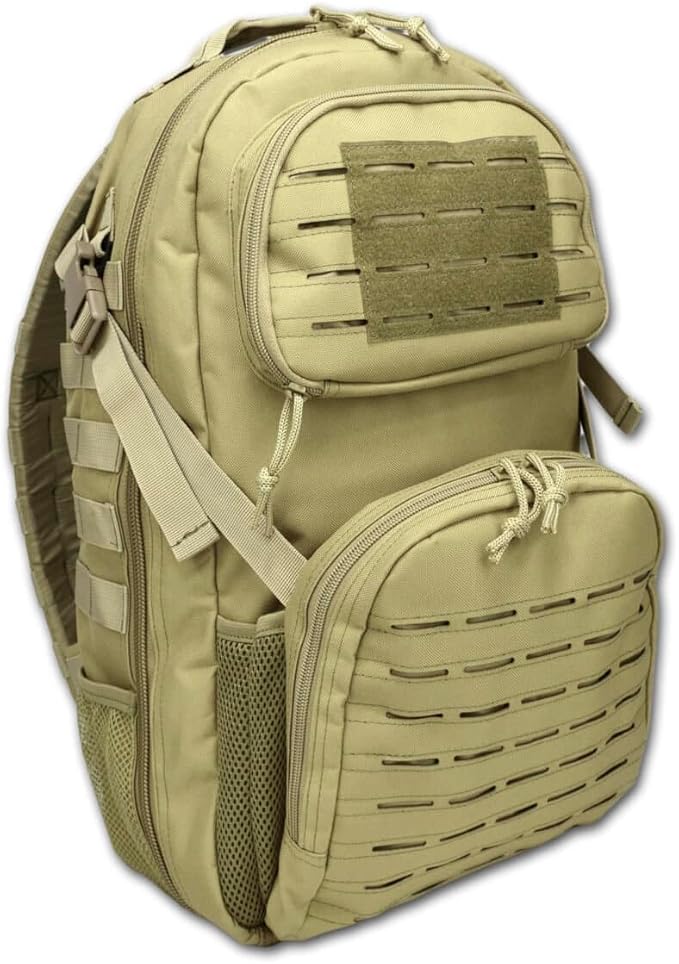 Lightning X Stocked Modular Trauma & Bleeding First Aid Responder Medical Backpack + Kit (Tan w/Hydration Bladder)