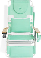 Ostrich Deluxe Padded 3-N-1 Lightweight Portable Adjustable Outdoor Folding Chair for Lawn Beach Lake Camping Lounge with Footrest, Teal (2 Pack)