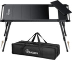 HOMGEN Portable IGT Camping Table Folding-3.5 Unit Modular Table with Adjustable Height 15-21.6 Inches-Standard IGT 0.5 Unit Size-Aluminum Alloy for Camping/Picnic/Barbecue/RV Trip(Side Bars Included)