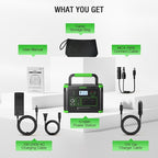 519Wh Solar Generator 500W (Peak 1000W) Portable Power Station with 2 110V AC Outlets, 60W Fast-Charging USB-C PD,10 Total Output Ports,Built-in Wireless Charger,for Camping Trips, RV Travel