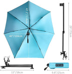 Upf 50+ Chair Umbrella With Clamp/Sun Shade - Portable Umbrella For Sports & Outdoors - Secure Clamp, 360-Degree Swivel Adjustable Position For Maximum Sun Protection