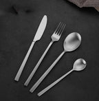 Portable Silverware Set Camping Flatware Stainless Steel Cutlery Set Include Knife Fork Spoon Dessertspoon and Tableware Bag