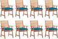 Patio Dining Chairs 8 pcs,Lawn Chair,Camping Chair,Garden Chair,Featuring Slatted Design,Waterproof Cushion,Each Cushion Features 2 Sets of Ropes, with Cushions Solid Acacia Wood