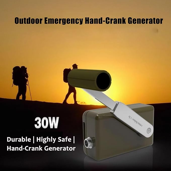 30W Hand-Crank Generator – 5V USB Mobile Phone, 12V Satellite Phone, 15V/24V Battery Charging, Waterproof Aluminum Alloy, Portable Outdoor & Emergency Power For Camping(15v)