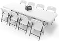 8FT Folding Table Set with 8 Folding Chairs, Heavy Duty 660 lbs Table & 600 lbs Chairs, Portable Folding Furniture Bundle for Camping, Party, Indoor & Outdoor Use