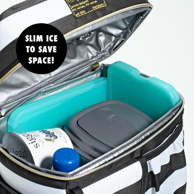 Cool Coolers by Fit + Fresh, Reusable & Long-Lasting XL Slim Ice Pack, Cold Packs for Lunch Boxes, Ice Packs Lunch Bags. Cooler Accessories for Camping, Beach, and Work, 8 Count, Green (Pack of 3)
