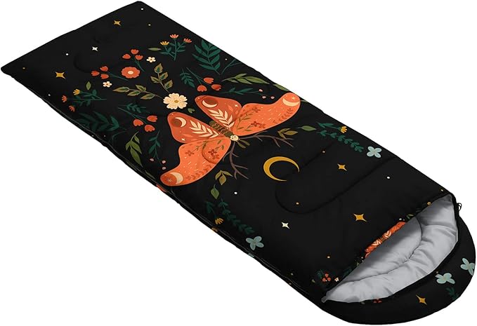 HOSIMA Butterfly Sleeping Bags for Adults and Kids for Camping,Black Gothic Ultralight Sleeping Bag for Cold Weather Summer.