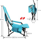 Oileus Folding Portable Beach Chair, Lightweight High Back Low Seat for Tent & Shelter & Camping, Full Mesh Back, Cup Holder, Storage/Carry Bag, Armrest - 1 Pcs