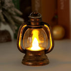 12 Pcs Mini Lanterns Decorative with LED Candle for Western Cowboy Xmas Home Decor Small Hanging Lantern Ornaments Camping Table Centerpiece Vintage Lantern Ornament
