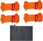 4 Pieces Tent Cords Reflective Guy Lines Heavy Duty Outdoor Climbing Ropes Lightweight Drawstring Bag Supplies for Hiking Travel Camping Backpacking S, Orange