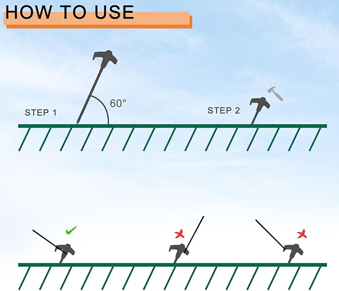 20-Pack Heavy Duty Screw-in Tent Stakes with Drill Adapter – 8 Inch Ground Anchors for Camping, Canopy, Gazebo, Awnings & Outdoor Accessories