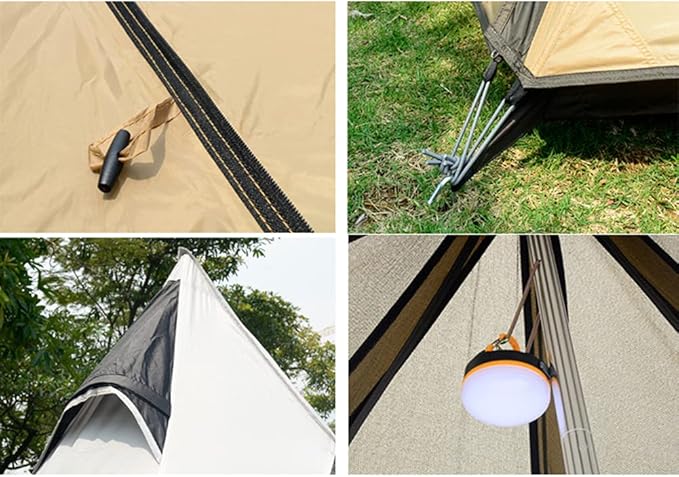 GeRRiT 4 Person Tent for Camping Pyramid Teepee Tent Outdoor Portable Double Layers Indian Tipi Tent for Outdoor Family Hiking Yurt Tent