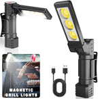 Grill Lights Men Gift Ideas - Magnetic Flashlight BBQ & Smoker Outdoor Kitchen Accessories, Birthday Valentine Fathers Day Stocking Stuffer, Portable Work Headlamp for Camping Repair Barbecue (1-Pack)