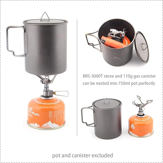 BRS Stove BRS 3000T Stove Titanium Ultralight Backpacking Stove Portable Propane Camping Stove Gas Burner Camp Stove only 26g with Extra O Ring