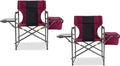 Director Camping Chair Set of 2 with Cooler Bag & Foldable Side Tray - 400lbs Heavy Duty Outdoor Folding Lawn Chair, Portable Camp Chair for Backyard, Fishing, Beach (Wine Red)