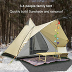 GeRRiT 4 Person Tent for Camping Pyramid Teepee Tent Outdoor Portable Double Layers Indian Tipi Tent for Outdoor Family Hiking Yurt Tent