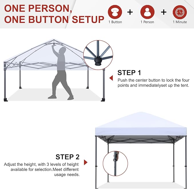 ABCCANOPY Pop Up Canopy - Outdoor Patio Portable Canopy Tent Heavy Duty for Backyard and Deck with 4 Sandbags(Khaki, 12x12)