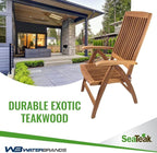 SeaTeak Weatherly Teak Folding Chair - 6-Position Foldable Chair - Weatherproof, Portable Teak Armchair for Boat Deck, Patio, Camping, Outdoors